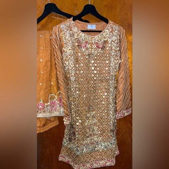 Laam Other - Malhaar Orange Gharara 3 Piece Size 36